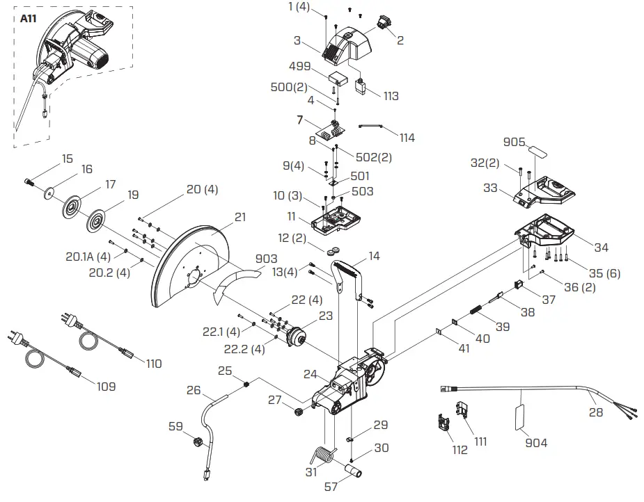 iQ POWER TOOLS iQ360XT 230v 14 Inch Dust Control Table Saw - GEAR HOUSING