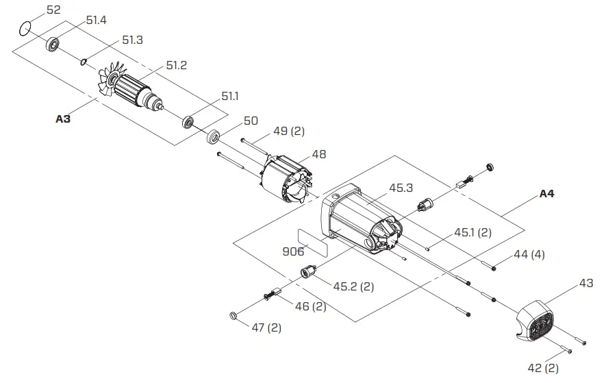 iQ POWER TOOLS iQ360XT 230v 14 Inch Dust Control Table Saw - MOTOR ASSEMBLY