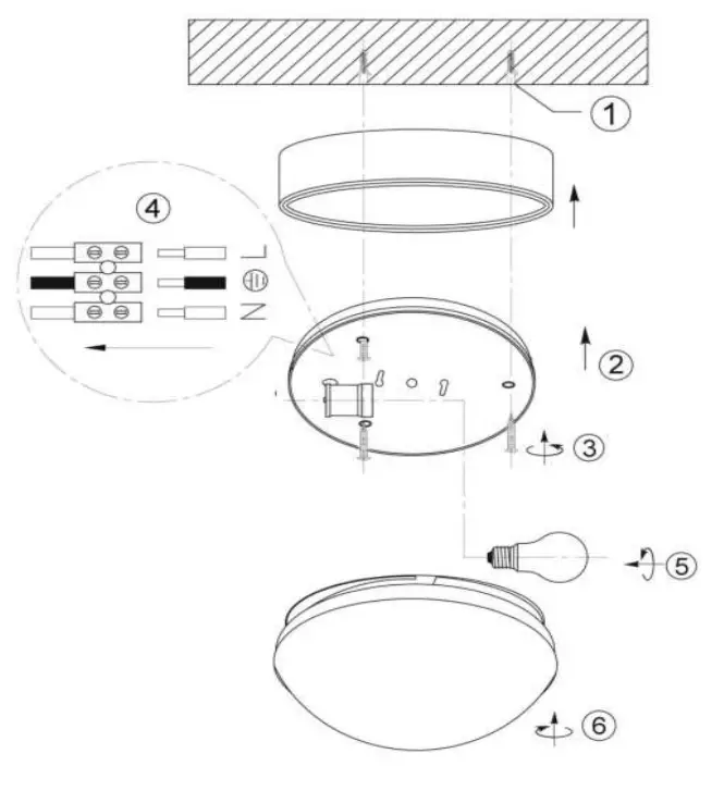 LUCiDE 54112120 LEX Flush Ceiling Light fig 1