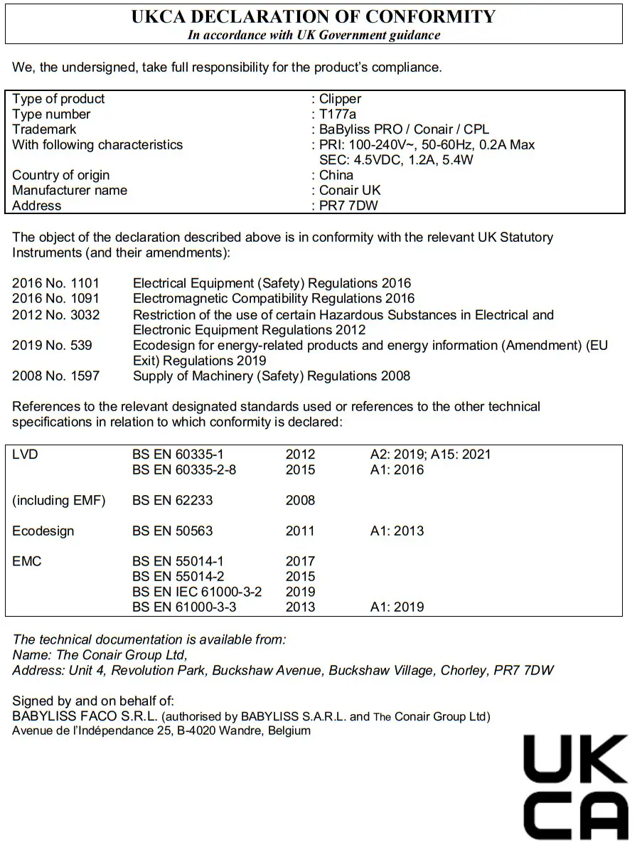 BaByliss PRO BAB825U Lo-Pro Clipper - ca