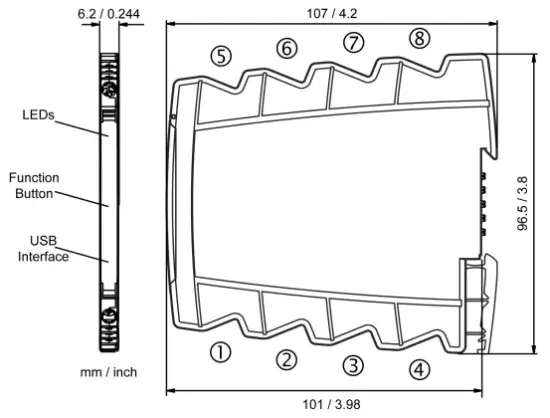INOR Programmable Temperature Transmitter IPAQ R460 - Dimensions