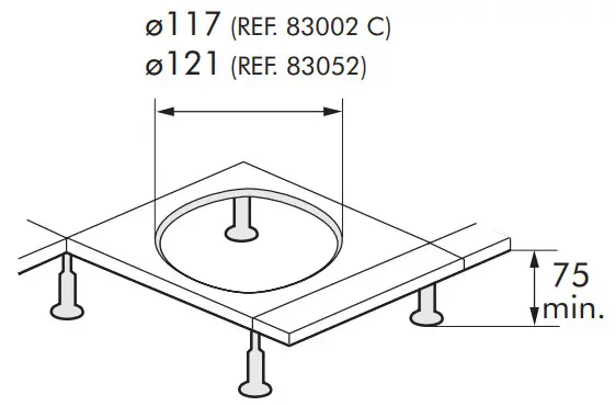 BUROTICA 83002 C 4 Modules Floor Box - DIMENSIONS 1