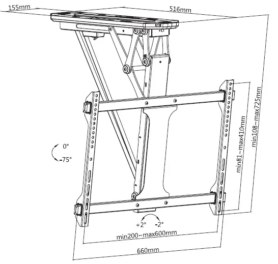 LogiLink BP0159 TV Ceiling Mount with Remote and Tuya Contro 10