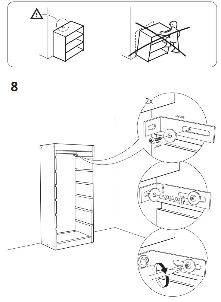 IKEA TROFAST Toy Storage with Wheels Instruction Manual - Installation 8