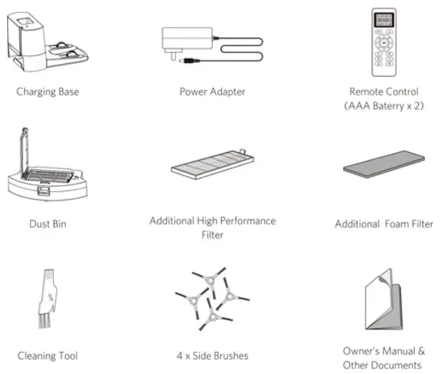 Bagotte BG600MAX Robot Vacuum Cleaner - Accessories in the Box