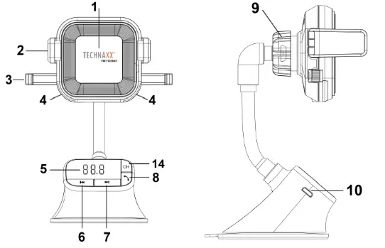 Technaxx Transmitter with wireless charging function - overview