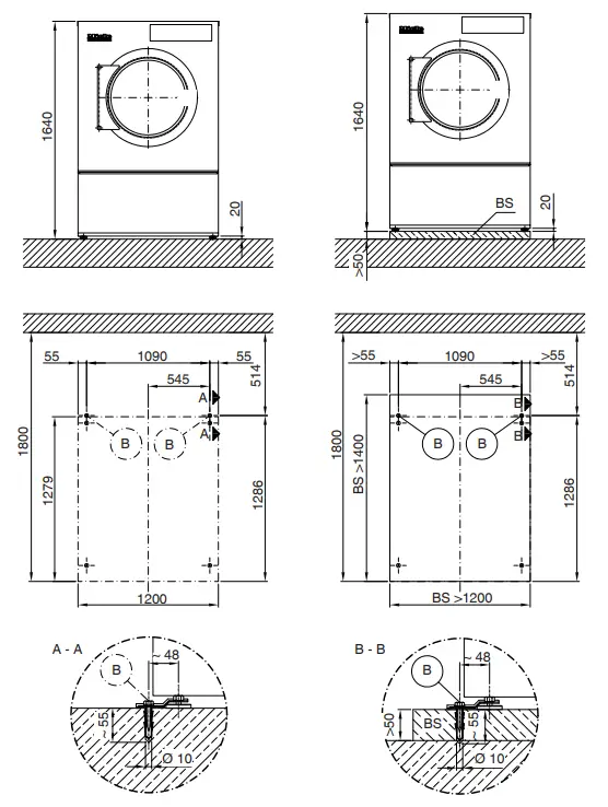 Miele PDR 944 Commercial Dryer Electrically Heated - Set up