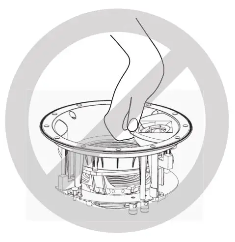 JBL Arena 6ICDT - Do not use the tweeter-mounting baffle as a handle