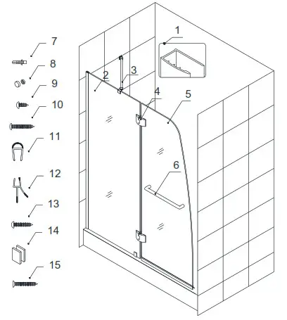 DREAMLINE AQUA Shower - Detailed Diagram of Shower Door a