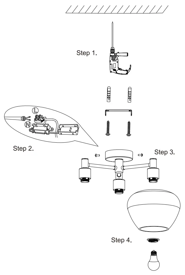 NOVA LIFE KELLY Interior Ceiling Lamp Installation