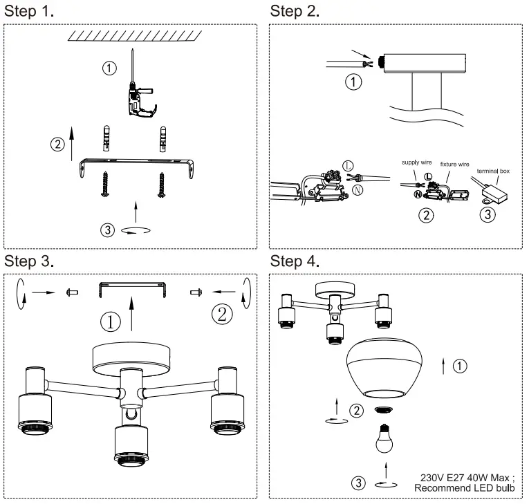 NOVA LIFE KELLY Interior Ceiling Lamp step