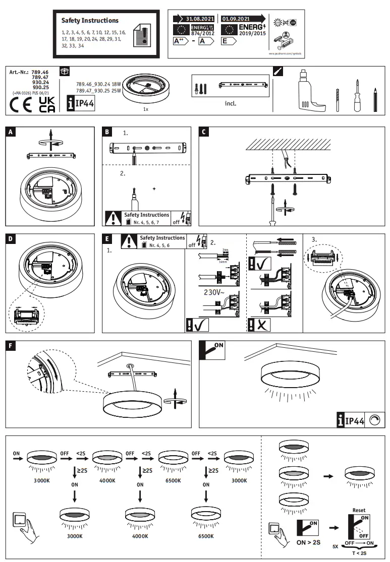 Paulmann 789.46 HomeSpa LED Ceiling Light Casca