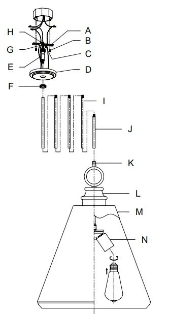 Hunter 19447 Klein 3 Light Pendant Light - FIGURE 1