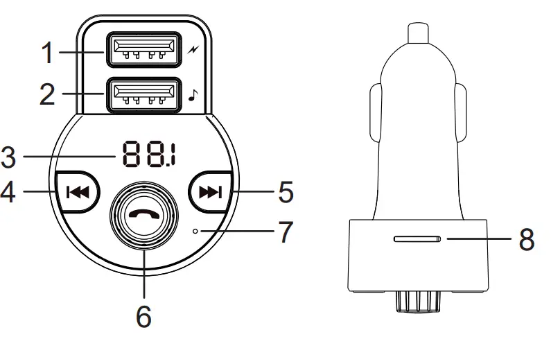 Peiying URZ0481 Car Fm Transmitter With Bluetooth Function - fig 1