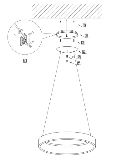 V-TAC LED CHANDELIER - inistalation dsaigram