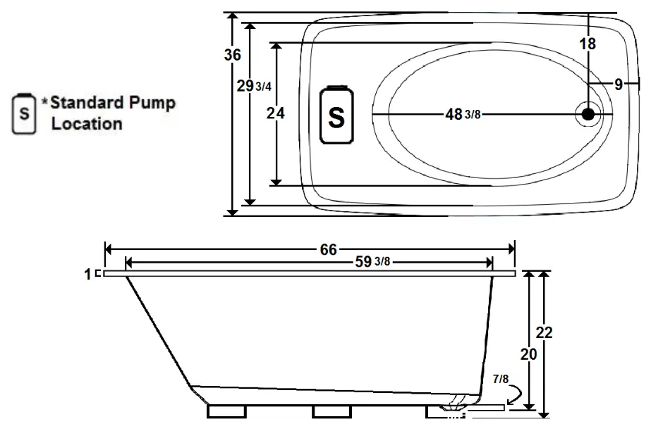 Laurel Mountain MONETA 2 66 X 36 INch Drop In Acrylic Whirlpool - fig