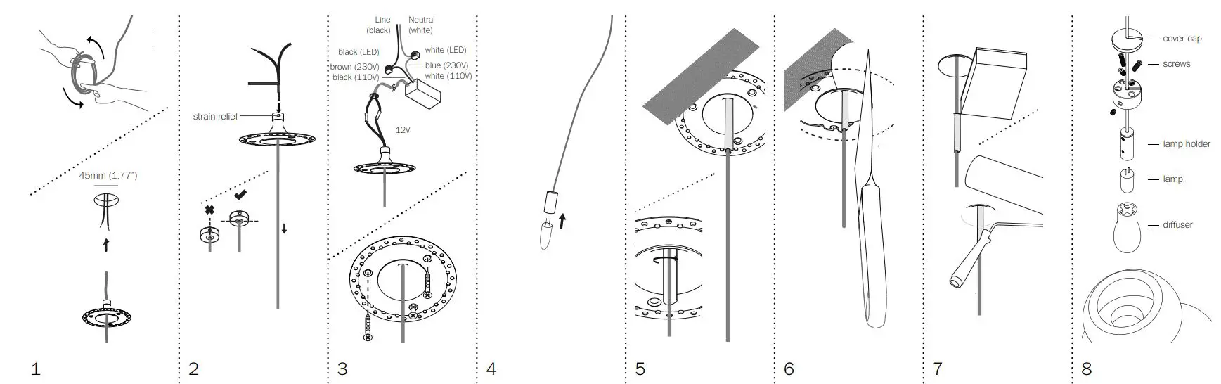BOCCI 100.1mi Mini Innie Canopy Owner's Manual - Fig 1,8