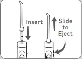 Waterpik Water Flosser WF-07 User Guide - Inserting and Removing Tips
