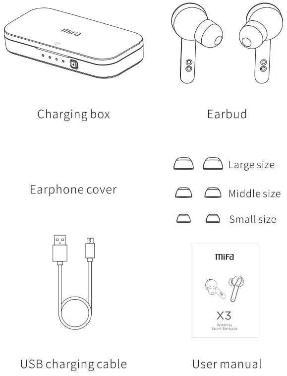 MiFa X3 Wireless Earbuds - What is in the box