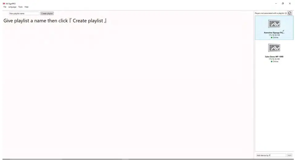 Avenview MP 4KHDM V2 HDMI 4K Digital Signage Player - Create a Playlist