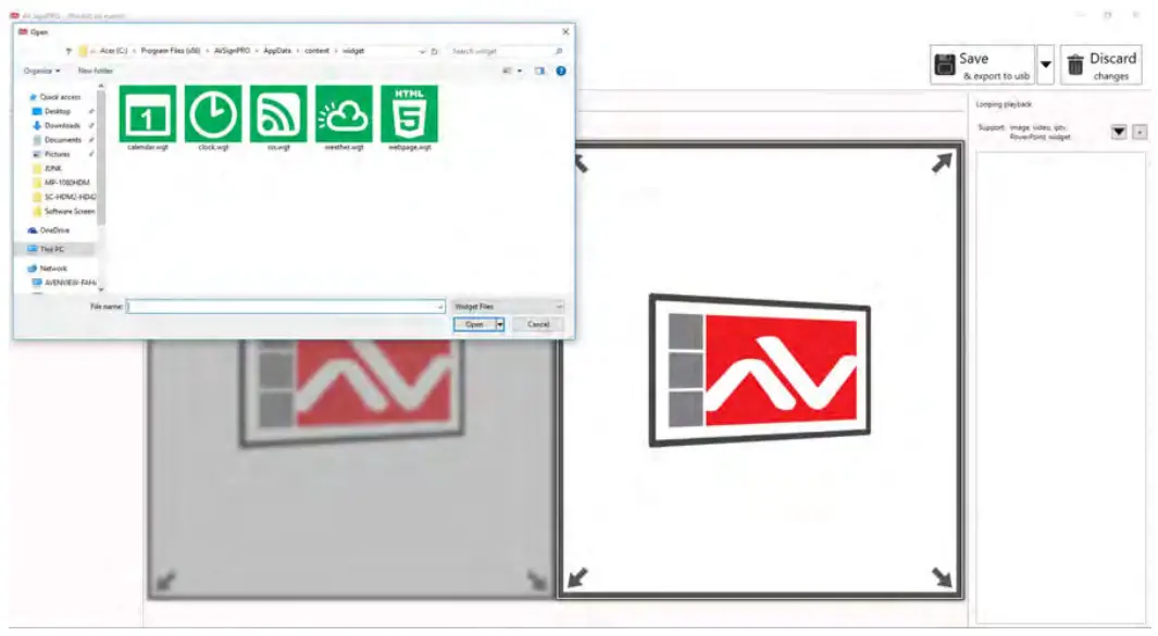 Avenview MP 4KHDM V2 HDMI 4K Digital Signage Player - Widget Selection