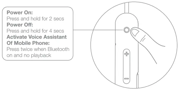 1MORE E1028BT Piston Fit Wireless Headphones - Power ON OFF
