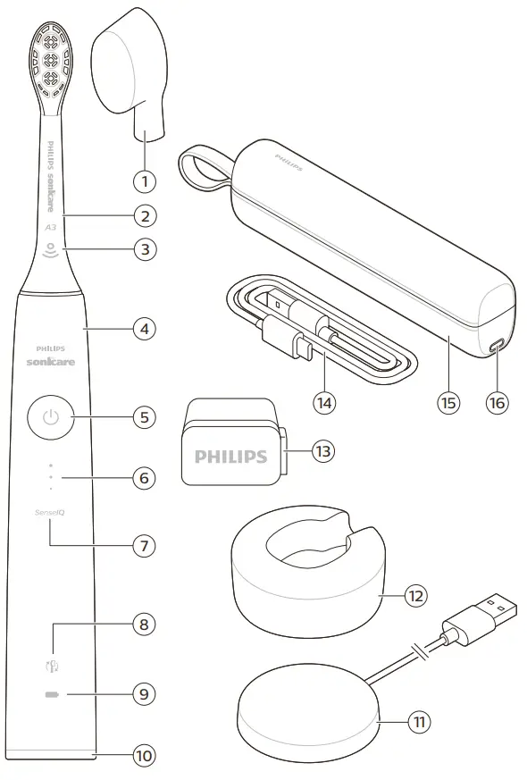 PHILIPS 9900 Prestige Power Toothbrush with SenseIQ- parts