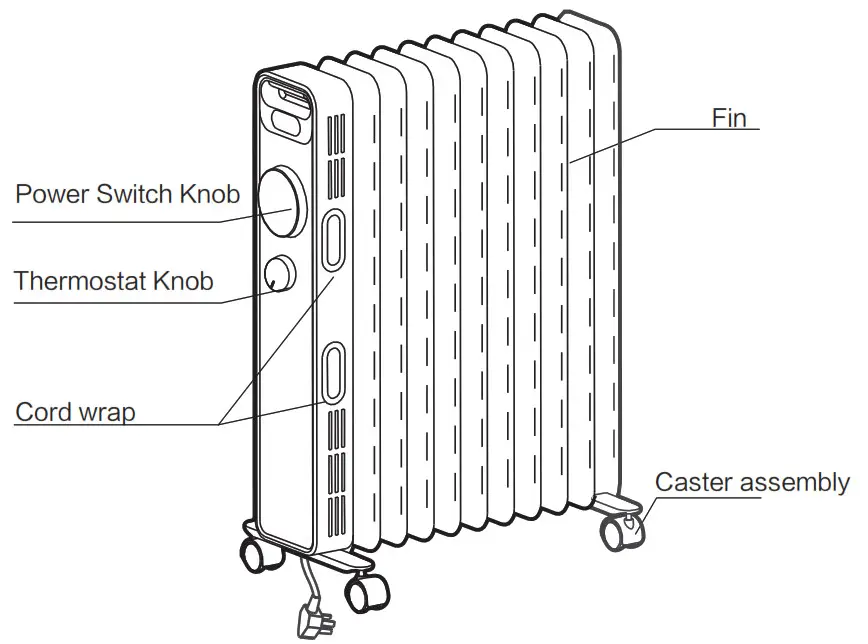 Midea NY2009-20M Oil Filled Heater- PART FIGURE