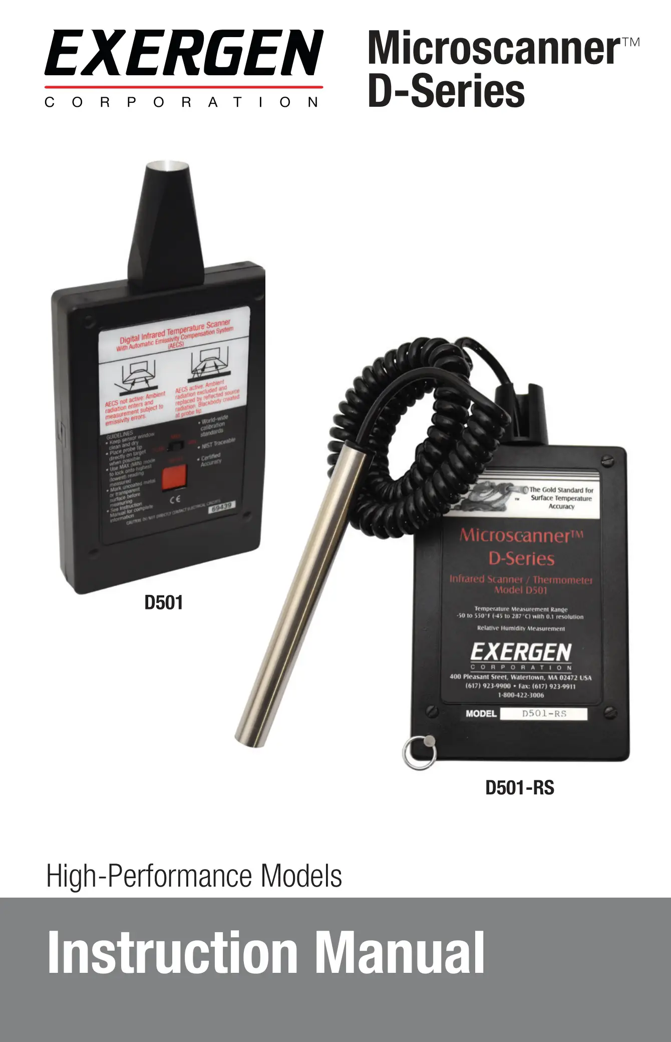 EXERGEN D501-RS IR Sensor Thermometer Remote Sensor Instruction Manual