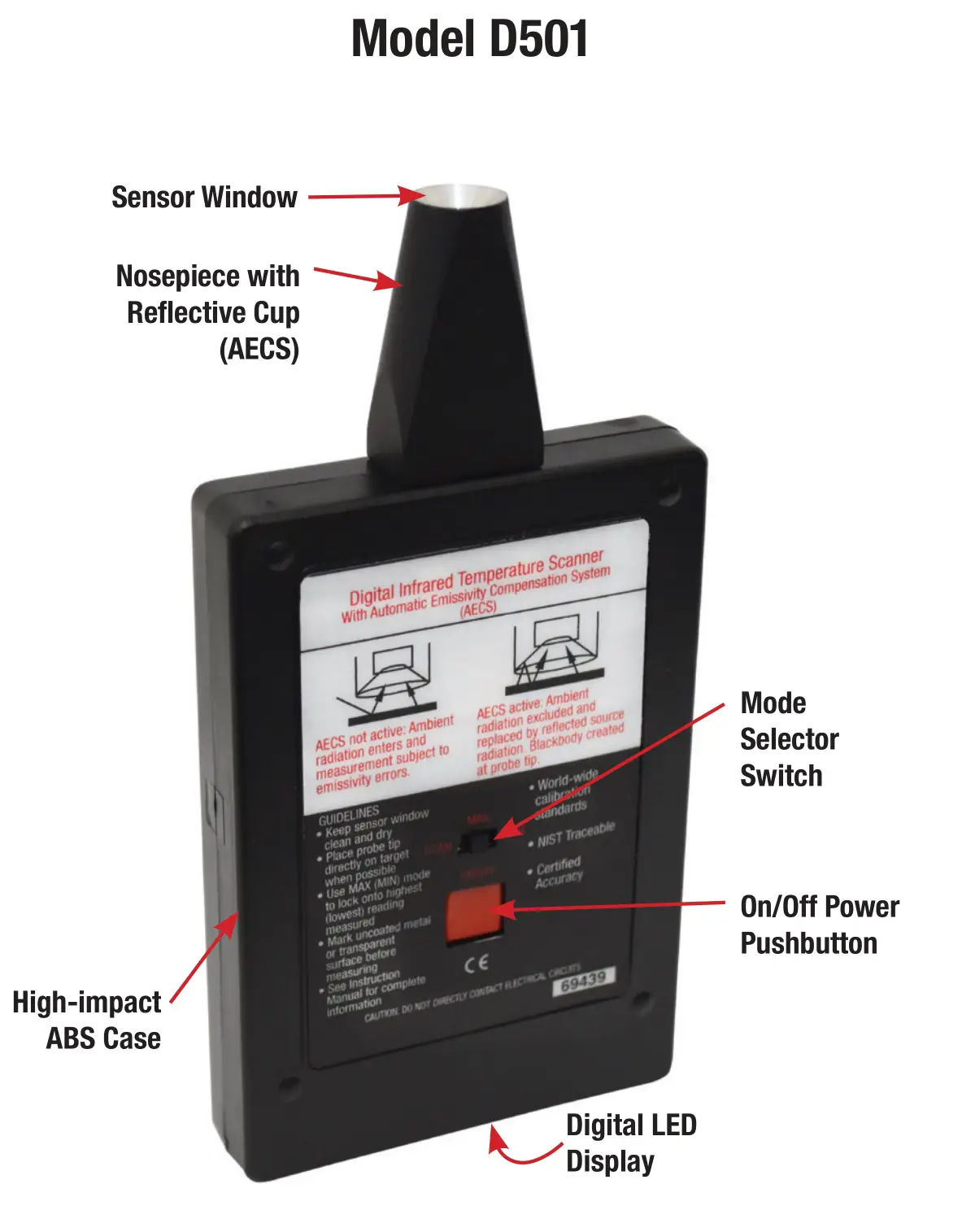 EXERGEN D501-RS IR Sensor Thermometer Remote Sensor - Model D501