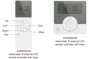 JIECANG JCHR35W1BL2B 6-Channel LCD Remote- front