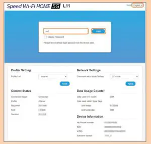 au L11 Speed Wi-Fi Home 5G - LOGIN