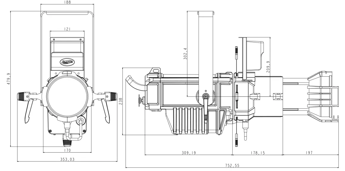 ELATION 1236100136 CW PROFILE HP IP Party Light - DIMENSIONAL DRAWINGS