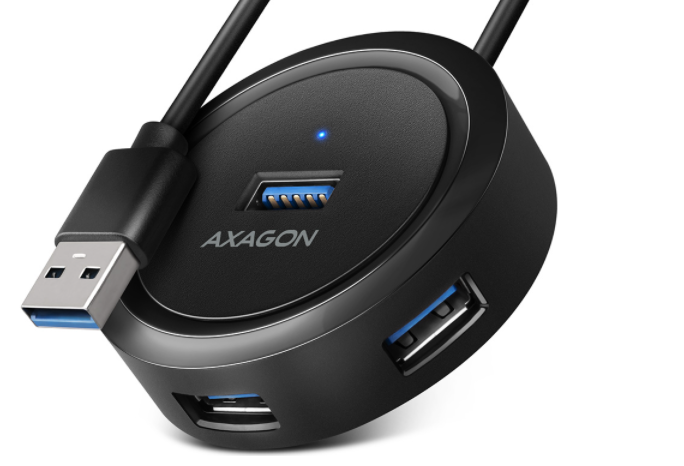 Axagon Hue-p1a 4-port Superspeed Usb-a Round Hub Instruction Manual