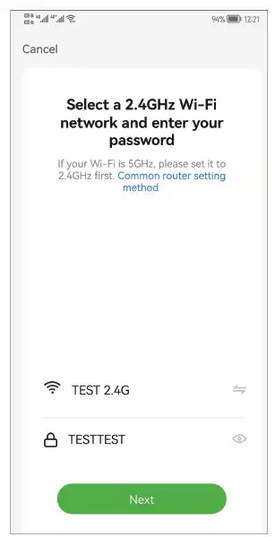 Wi-Fi network and password