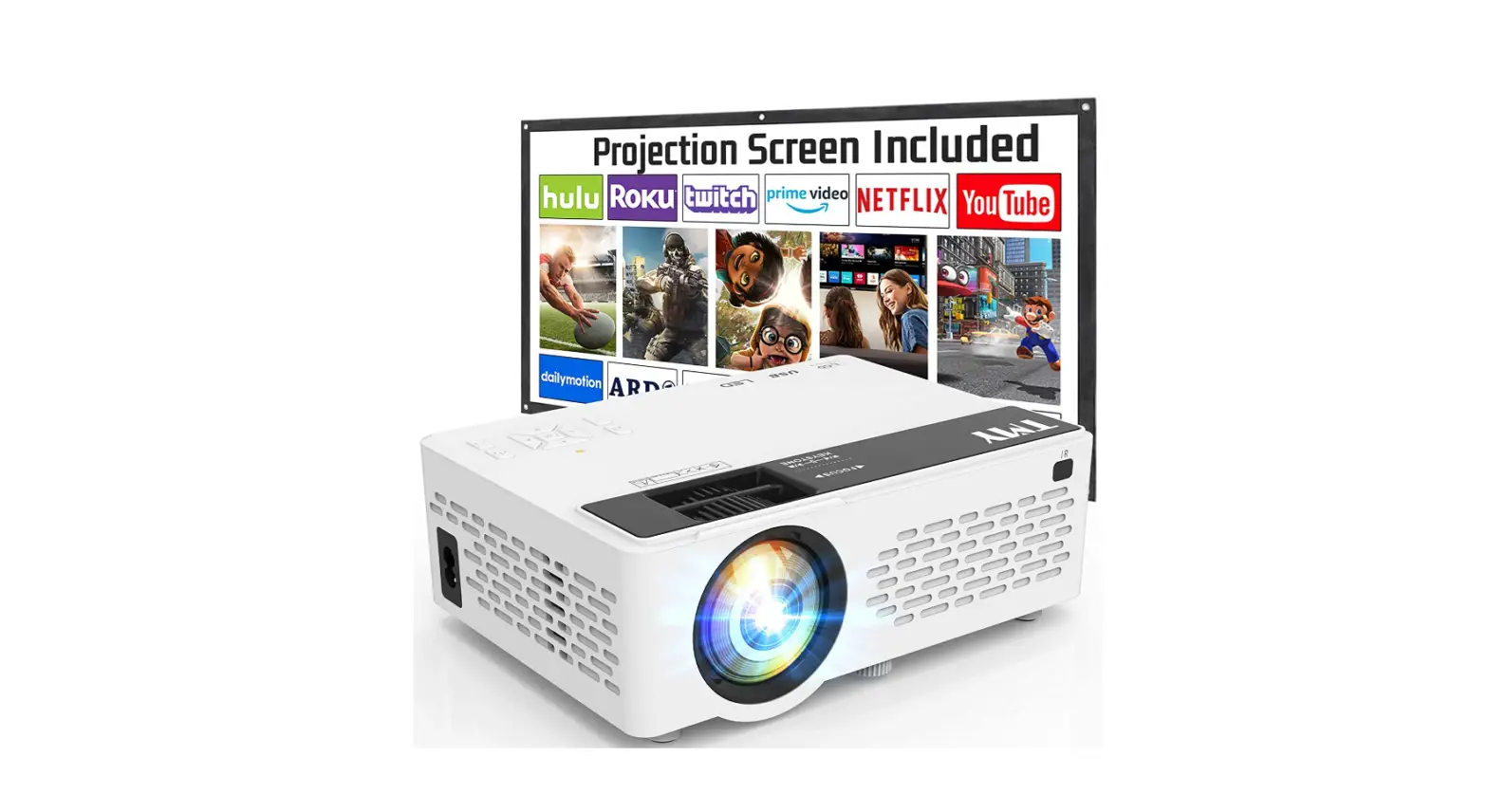 Tmy Projector 7500 Lumens With Projector Screen, 1080p Full Hd Supported Portable Projector-complete Features/user Guide