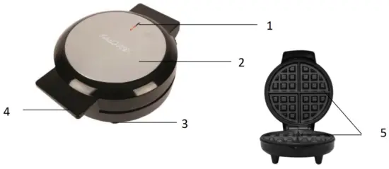 KALORIK WM 47669 BK Belgian Waffle Maker - PARTS DESCRIPTION