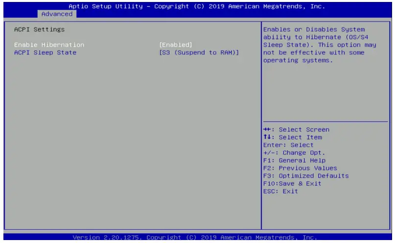 cincoze P2100 Series High Performance Convertible Computer - ACPI Settings