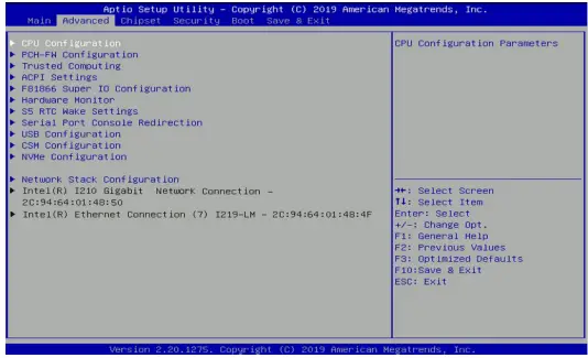 cincoze P2100 Series High Performance Convertible Computer - Advanced Setup