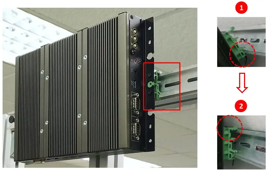 cincoze P2100 Series High Performance Convertible Computer - Clip the system into DIN rail as illustrated