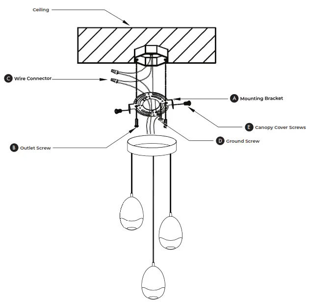 VONN VAP2203 Lighting LED Multi Light Pendant - Fixture Diagram