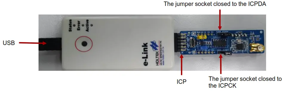 HOLTEK BC66F2332 Easy DEV - Hardware Connection Schematic Diagram