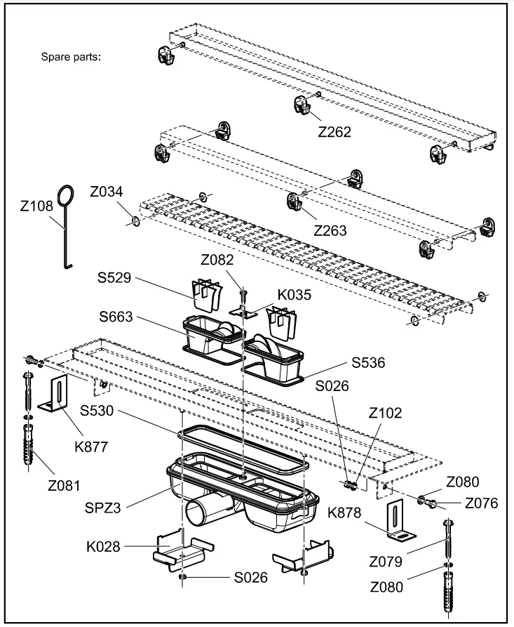 ALCA PLAST APZ107 650mm SIMPLE Linear Drain Plastic fig1