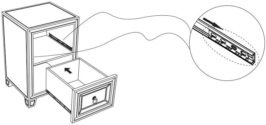 URTR T 01448 8 1 Drawer Silver Nightstand Bedroom - FIGURE .3