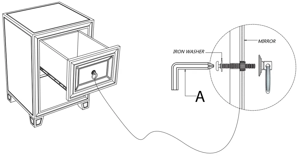 URTR T 01448 8 1 Drawer Silver Nightstand Bedroom - FIGURE 1