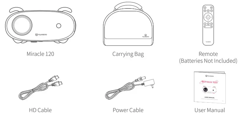 VANKYO Miracle 120 Mini Projector - Packing List