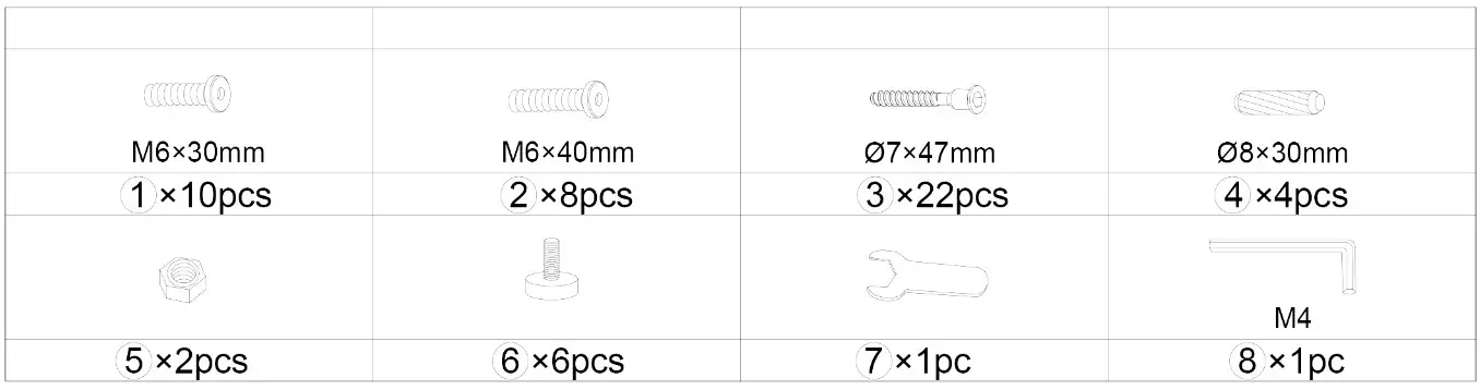 MAINCRAFT D01 CD005 94 4 in Retangular Brown MDF Computer Desk - Parts list1