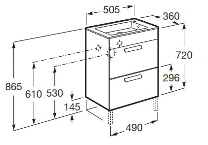 Roca 855904806 Compact 2 Drawer Vanity Unit - Fig