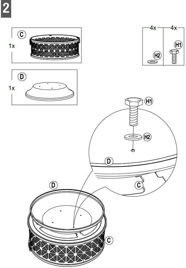 SUNJOY GROUP A301013201 30 Inch W Black Steel Wood Burning Fire Pit - Figure 3