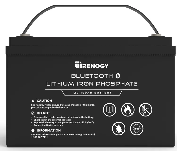 RENOGY RBT100LFP12 BT US 12V 100Ah Lithium Iron Phosphate Battery with Bluetooth-
